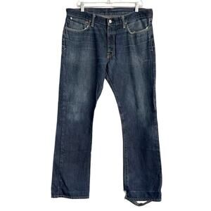 Polo RL Jeans Men’s 35x30 Bootcut 750 Distressed Dark Wash Button Fly 41381